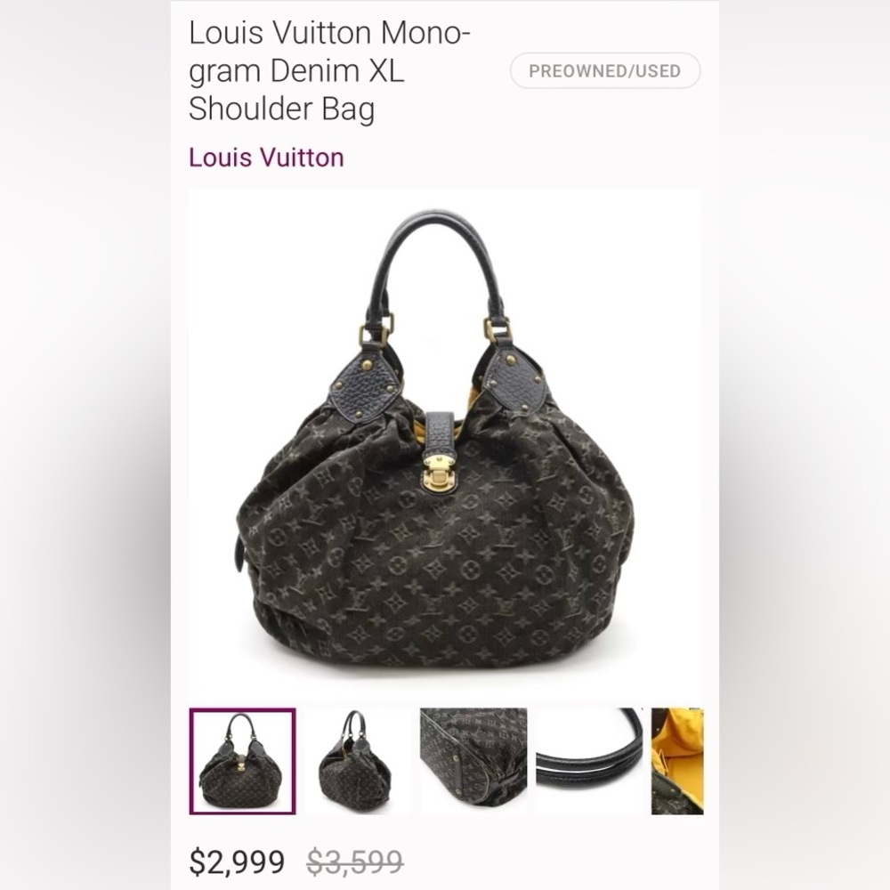 Louis Vuitton Black Denim Mahina XL Hobo Bag